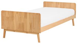Drevená posteľ 90 x 200 cm svetlohnedá borovicové drevo rám postele s roštom moderný škandinávsky štýl spálňa