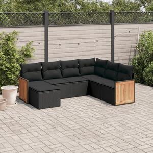 Maison Exclusive – 7-dielna záhradná súprava s vankúmi, ierna, polyratan