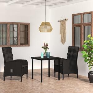 Maison Exclusive – 3-dielna záhradná jedálenská súprava s vankúmi, ierna