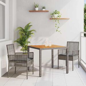 Maison Exclusive - Záhradný jedálenský set 3 pcs Sivá polyratan