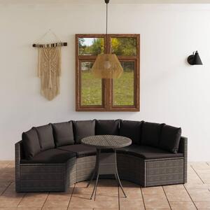 Maison Exclusive – 5-dielna záhradná sedacia súprava s vankúmi, poly ratan, sivá