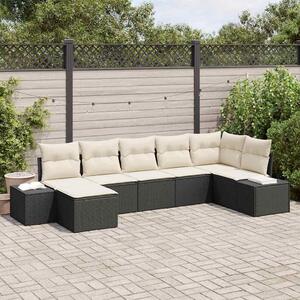 Maison Exclusive - Záhradná súprava s vankúmi 7 ks ierna Poly-rattan