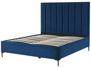 Manželská posteľ 140x200 cm Sanaza (námornícka modrá) (s úložným priestorom). Vlastná spoľahlivá doprava až k Vám domov. 1035507