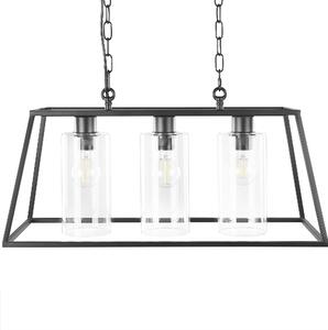 Závesná lampa čierna železo sklo 117 cm kovový rám 3 tienidlá moderný industriálny štýl osvetlenie