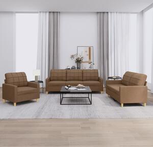 Maison Exclusive – 3-dielna sedacia súprava s vankúšmi, hnedá látka