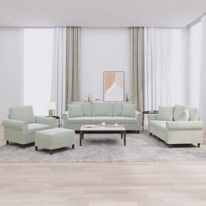 Maison Exclusive – 4-dielna sedacia súprava s vankúšmi, svetlosivý zamat