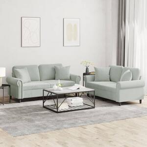 Maison Exclusive – 2-dielna sedacia súprava s vankúmi, svetlosivý zamat