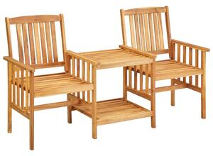 Maison Exclusive - Záhradné stoličky s jedálenským stolíkom a vankúšmi akáciový masív