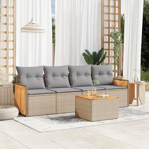 Maison Exclusive – 5-dielna záhradná súprava s vankúmi, béová, polyratan