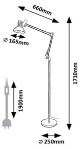 Rabalux 2196 - Stojacia lampa ARISTEO 1xE27/40W/230V čierna/lesklý chróm