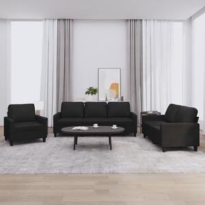 Maison Exclusive – 3-dielna sedacia súprava s vankúmi, ierna umelá koa