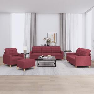 Maison Exclusive – 4-dielna sedacia súprava s vankúšmi, vínovočervená látka