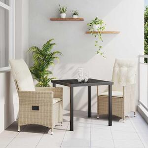 Maison Exclusive - Záhradná jedálenská súprava s vankúmi 3 ks Béová Poly-rattan