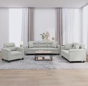 Maison Exclusive – 3-dielna sedacia súprava s vankúšmi, svetlosivá mikrovlákna