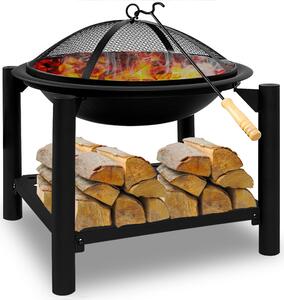 Ohnisko s priestorom na drevo FIRE, Ø55cm, ierna