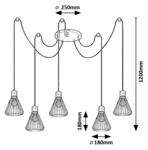 Rabalux 3150 - Luster na lanku FARFALLE 5xE27/40W/230V pavúk čierna/buk