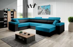 Rozkladacia sedacia súprava do U LEXIA - čierna / modrá, ľavý roh