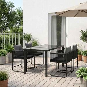 Maison Exclusive – Záhradná jedálenská súprava, 5 kusov, čierna a antracitová, vyrobená z polyratanu