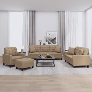 Maison Exclusive – 4-dielna sedacia súprava s vankúšmi v odtieni cappuccino-hnedá, z umelej kože