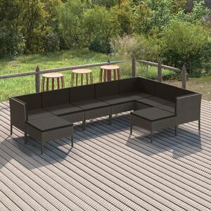 Maison Exclusive – 9-dielna záhradná súprava s vankúmi, polyrotang, sivá