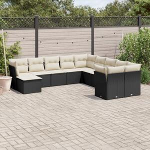 Maison Exclusive - 11-dielna záhradná sedacia súprava vankúše polyratan čierna