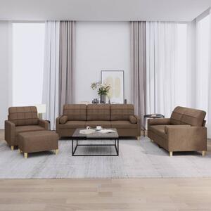 Maison Exclusive – 4-dielna sedacia súprava s vankúmi, hnedá látka