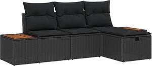 Maison Exclusive - Záhradný nábytok s vankúmi 4 ks ierny Poly-rattan