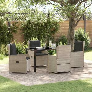 Maison Exclusive - Záhradná jedálenská súprava 5 ks Svetloedá Poly-rattan