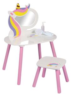 DOCHTMANN Detský toaletný stolík so stoličkou, Jednorožec 60x45x80cm