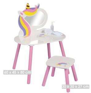 DOCHTMANN Detský toaletný stolík so stoličkou, Jednorožec 60x45x80cm