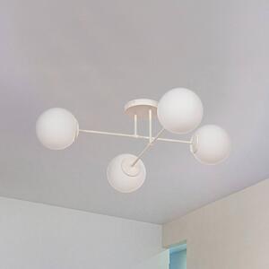 Stropné svietidlo Moon, 80 cm, 4 svetlá, piesková farba, sklo, E27, Krémová / jantárovo žltá, Obývacia izba / jedáleň, kov, Stropné svetlo