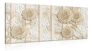 Obraz abstraktné kvety na mramorovom pozadí - 100x50