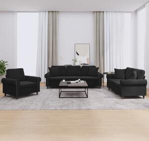 Maison Exclusive – 3-dielna sedacia súprava s vankúšmi, čierny zamat