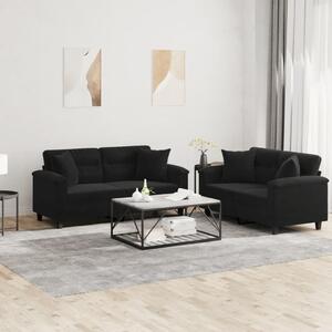 Maison Exclusive – 2-dielna sedacia súprava s vankúšmi, čierna mikrovlákna