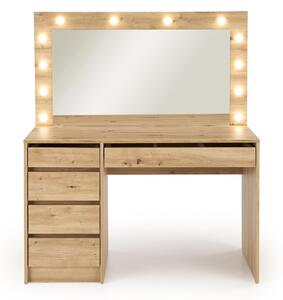 HALMAR Toaletný stolík HOLLYWOOD s LED osvetlením 120 cm dub artisan