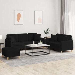 Maison Exclusive – 3-dielna sedacia súprava s vankúmi, ierna látka