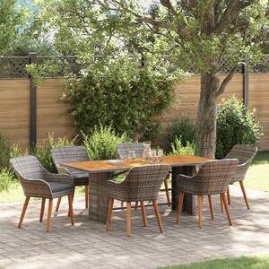Maison Exclusive - Záhradný jedálenský set s vankúšom 7 pcs Sivá polyratan