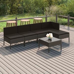 Maison Exclusive – 6-dielna záhradná súprava s vankúšmi, poly ratan, sivá