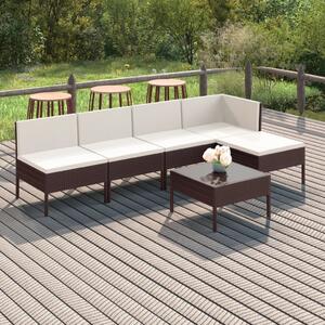 Maison Exclusive – 6-dielna záhradná súprava s poduškami z polyratanu, hnedá