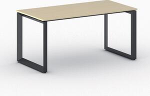 Kancelársky stôl PRIMO INSPIRE, čierna podnož, 1600 x 800 mm, biela
