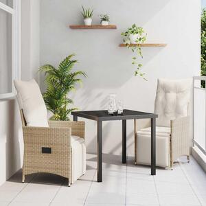 Maison Exclusive - Záhradná jedálenská súprava s vankúmi 3 ks Béová Poly-rattan