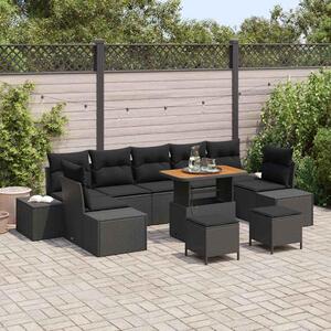 Maison Exclusive - Záhradný nábytok s vankúmi 10 ks ierny Poly-rattan