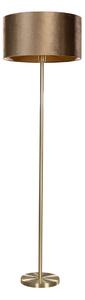Stojacia lampa mosadz s velúrovým tienidlom bronz 50 cm - Simplo
