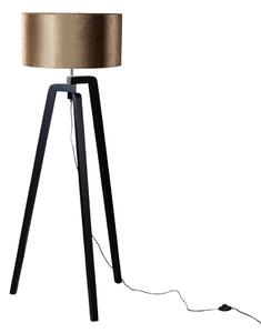 Stojacia lampa čierna s velúrovým tienidlom bronz 50 cm - Puros
