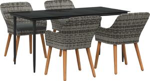Maison Exclusive - Záhradný jedálenský set s vankúšom 5 pcs Sivá polyratan