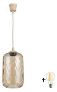 Brilagi - LED luster na lanku R GLASS 1xE27/60W/230V priemer 14 cm béžová/dymovo-hnedá