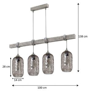 BRILAGI - Závesný luster na lane WOOD GLASS 4xE27/60W/230V borovica/sivá/dymovo-sivá