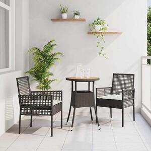 Maison Exclusive - Záhradný jedálenský set 3 pcs ierna polyratan