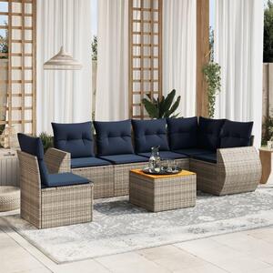 Maison Exclusive – 7-dielna záhradná súprava s vankúšmi, sivá, polyratan