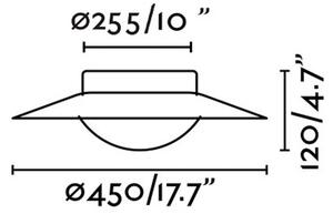 LED nástenné svietidlo Side 450, čierna/zlatá, oceľ/sklo, Ø 45 cm